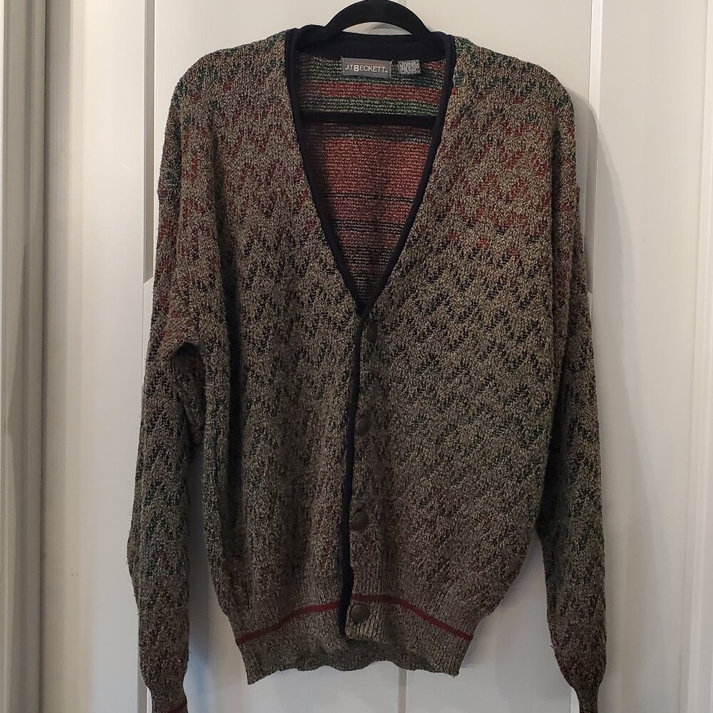 Vintage JT Beckett Wool Blend Knit Cardigan Sweater- Men's Size Large